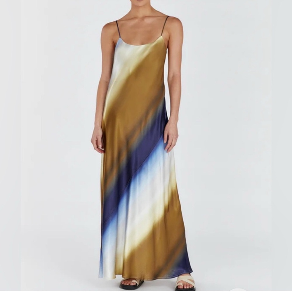 DISSH DENAI OMBRE SATIN MAXI DRESS size 4